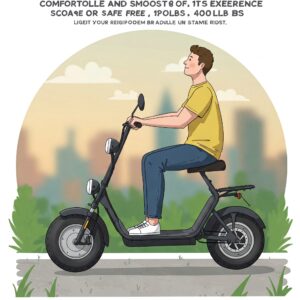 Illustration highlighting the comfortable riding experience of the electric scooter for heavy adults 400lbs.