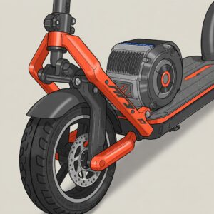 Close-up illustration showcasing the durable frame and strong components of the electric scooter for heavy adults 400lbs.