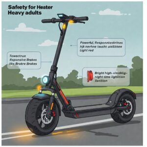 Illustration emphasizing the safety features of the electric scooter for heavy adults 400lbs.