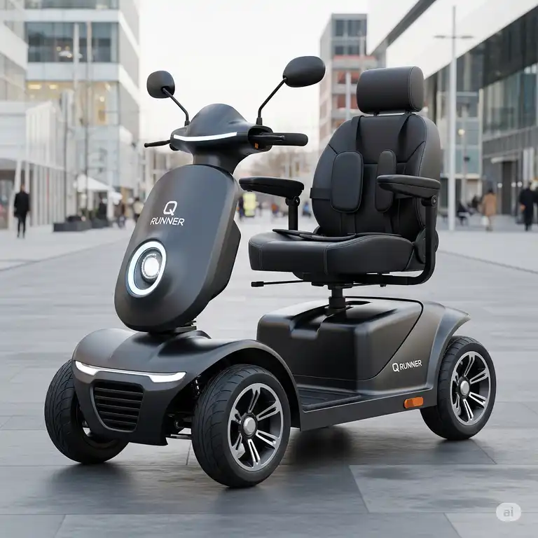 Q Runner mobility scooter, sleek design for urban exploration and enhanced freedom.