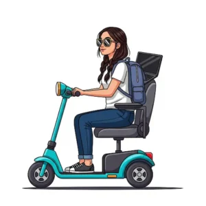 A digital nomad using a journey zoomer scooter for their transportation needs.