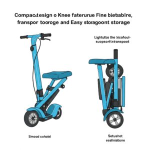 Illustration highlighting the compact design or foldable feature of an electric knee scooter for easy storage and transport.