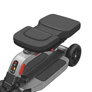 Detailed illustration of the comfortable padded knee platform on an electric knee scooter, designed for injury support.