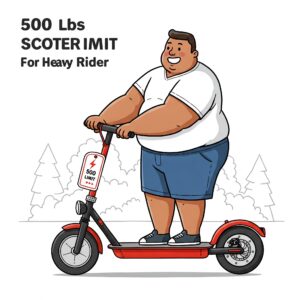 "Illustration highlighting the 500 lbs weight limit of this Electric Scooter for Heavy Adults."