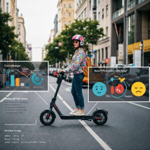 Street Legal Electric Scooter visual representation of benefits, such as cost savings and reduced environmental impact.