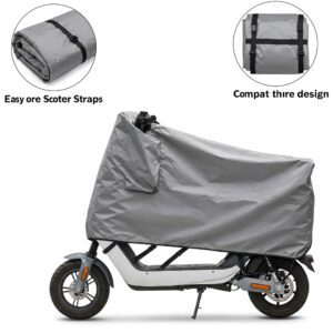 Electric scooter cover with reinforced lock holes for added security.