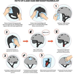 Illustration showing how to properly clean and maintain an Electric Scooter Helmet to prolong its lifespan.