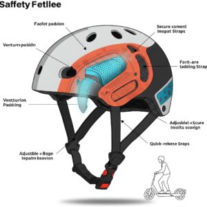 Illustration showcasing the safety features of Electric Scooter Helmet, such as ventilation, padding, and secure straps.