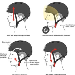 Diagram demonstrating how to properly fit an Electric Scooter Helmet for optimal protection.