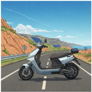 "Illustration depicting the potential for long-distance travel with a reliable electric scooter long range."
