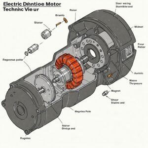 Diagram illustrating the internal components of an electric scooter motor.