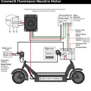 Wiring diagram for connecting an electric scooter motor.