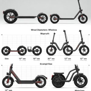 Visual representation of various electric scooter wheel diameters.