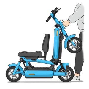 Illustration of a foldable electric scooter 2 seat, emphasizing its portability.