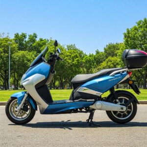 Electric scooter with a long-range battery and dual seating capacity as an electric scooter 2 seat for extended travel. 