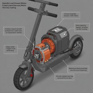 "Illustration showing key safety features of an Electric Scooter for Heavy Adults designed for riders up to 500 lbs."