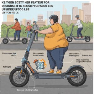 "Close-up illustration showcasing the robust frame of an Electric Scooter for Heavy Adults built for heavy riders."