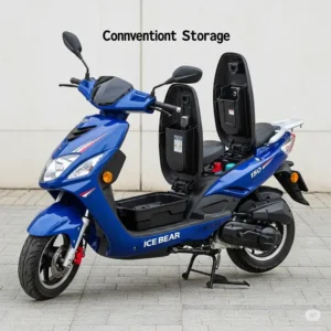 Ergonomic seating and comfortable design of an ice bear scooter 150cc, ensuring a relaxed and enjoyable riding experience for both driver and passenger.

