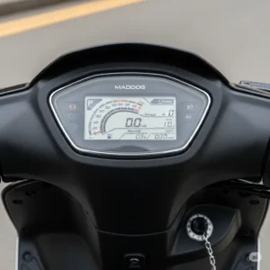 A clear view of the maddog scooter's digital dashboard, displaying speed, fuel, and other essential information for a convenient and informed ride.