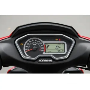 Clear and intuitive dashboard display of an ice bear scooter 150cc, showing speed, fuel, and other vital information at a glance.