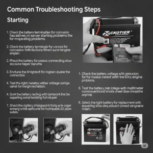 Common troubleshooting steps for issues related to a 50cc scooter battery, such as starting problems.