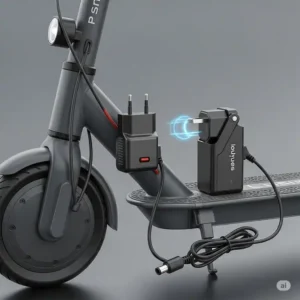 Lightweight and durable travel-friendly scooter charger, perfect for on-the-go charging.