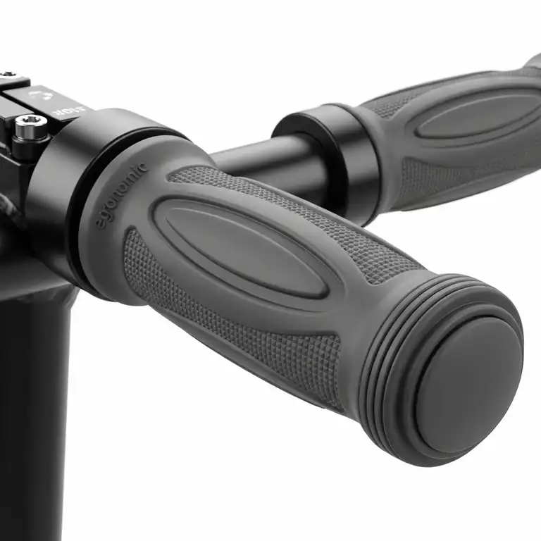 Close-up view of ergonomic scooter grips designed for comfort and control on various scooter models.