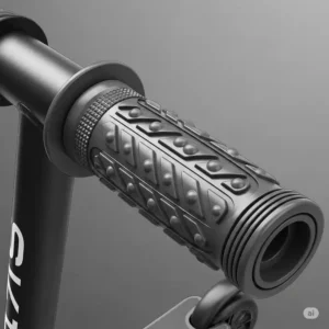 Detailed illustration showcasing the textured surface of scooter grips for enhanced rider grip and reduced slippage.