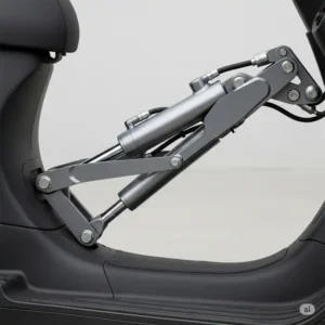 Detail of a durable scooter lift arm extending from a car's hitch receiver, ready to hoist a mobility device for a scooter lift for car.