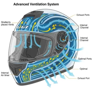 Image depicting a scooter helm with an integrated, clear visor for eye protection and enhanced visibility.
