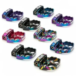 "Assortment of vibrant and diverse scooter peg designs, showcasing various colors and styles available for customization."