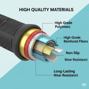 Illustration emphasizing the high-quality, durable materials used in scooter grips for extended lifespan and resilience.