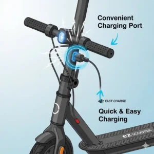 Illustration of the charging port on an ez scooter.