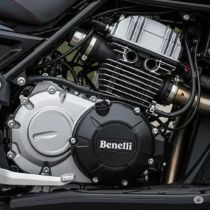 An image of the powerful and efficient engine of a Benelli scooter, emphasizing its robust build quality and advanced technology.