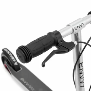 A close-up view of the envy scooter handlebars, showing the comfortable TPR hand grips and the sturdy aluminum construction.