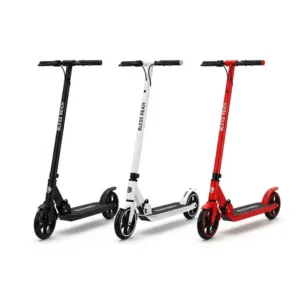 A visual representation of the available color options for the bless reach scooter, including black, white, and red.
