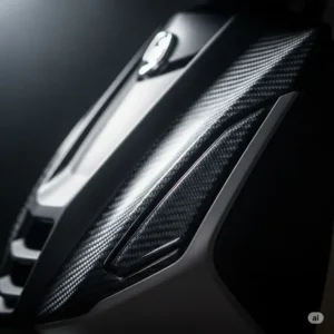 A close-up view of the unique texture on the carbon armor scooter.