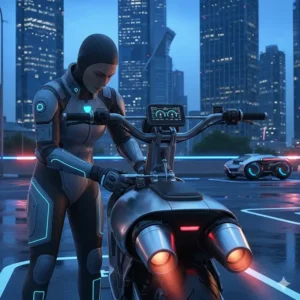 A person adjusting the height of the ergonomic handlebars on their rocket scooter for a comfortable ride. 