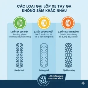 A collection of various tread patterns for tubeless scooter tires, showcasing options for different riding conditions and preferences. 