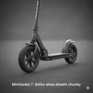 An action shot of an off-road scooter with large, chunky pneumatic wheels designed to handle rough terrain.