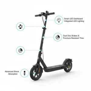 SPXID electric scooter size comparison with a familiar object or person highlighting its compact and manageable design
