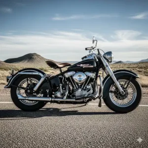 An iconic vintage Harley-Davidson motorcycle, representing the brand's long and rich heritage.