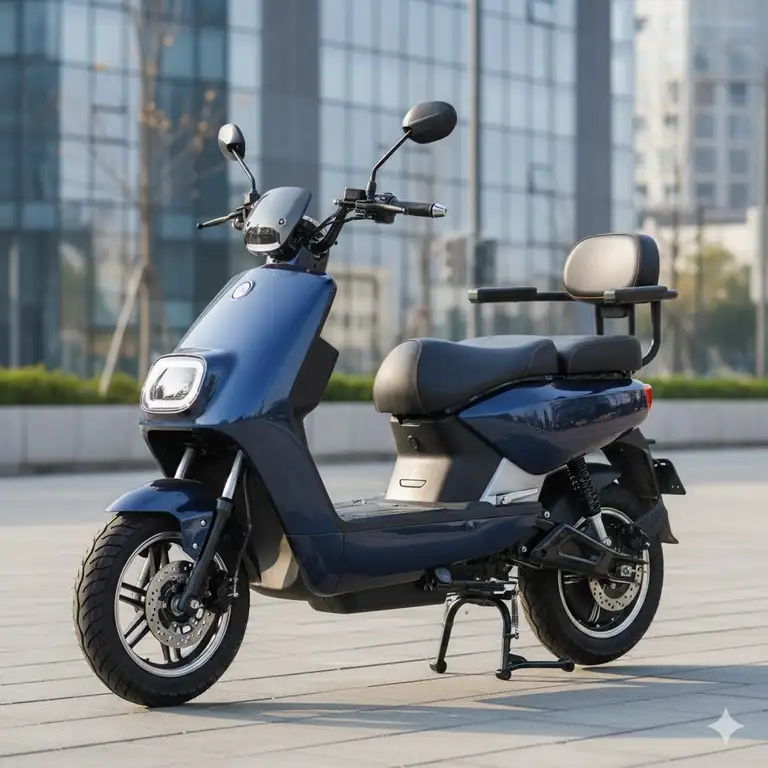 A sleek, modern 2 seater electric scooter with two seats, perfect for commuting or riding with a passenger.