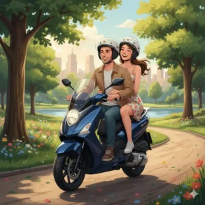 Close-up view of the easy-to-read dashboard and controls on a 2 seater scooter street legal.