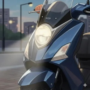 Detailed view of the reliable, engine of a 2 seater scooter street legal.