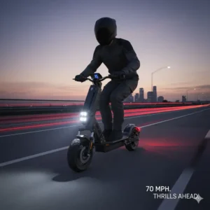 The bright LCD screen showing speed, battery, and mode settings of the 70 mph electric scooter for sale.