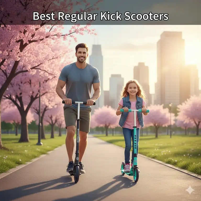 Best regular kick scooter for adults and kids, featuring a lightweight aluminum frame and adjustable handlebars.