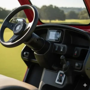 Easy-to-read digital display and intuitive controls on the 3-wheel electric golf buggy dashboard.