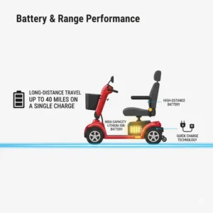 Illustration of a heavy duty mobility scooter battery system for long-distance travel.