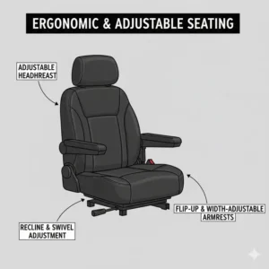 An ergonomic captain seat installed on a 4 wheel all terrain scooter.